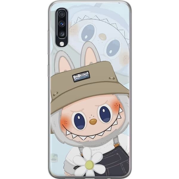 Samsung Galaxy A70 Gjennomsiktig deksel Labubu med hatt - Pop Mart-figur Mr. Butcher i retrostil med karakter
