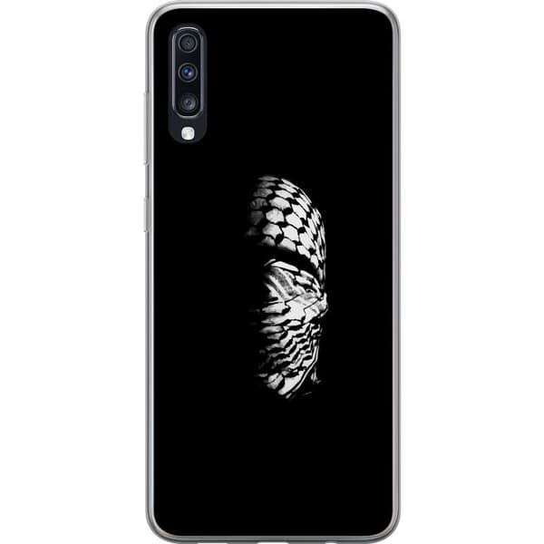 Samsung Galaxy A70 Genomskinligt Skal Keffiyeh-mönster – klassisk svartvit palestinasjal med kulturell tyngd