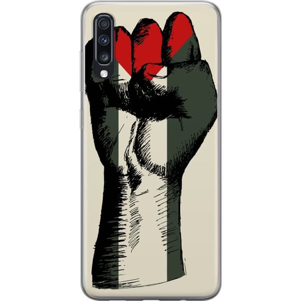 Samsung Galaxy A70 Genomskinligt Skal Hand knuten i Palestinas färger – kraftfull symbol för frihetsrörelsen