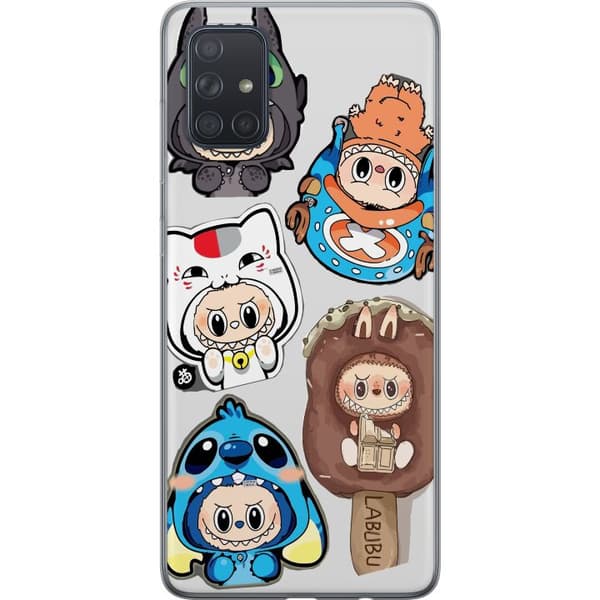 Samsung Galaxy A71 Läpinäkyvä kuori Labubu hahmokokoelma - Pop Mart Labubu The Monsters väriluulisessa muotoilussa