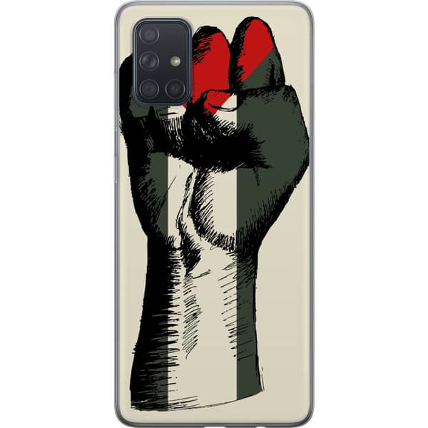 Samsung Galaxy A71 Gennemsigtig cover Hånd bundet i Palæstinas farver - kraftfuldt symbol for frihedsbevægelsen
