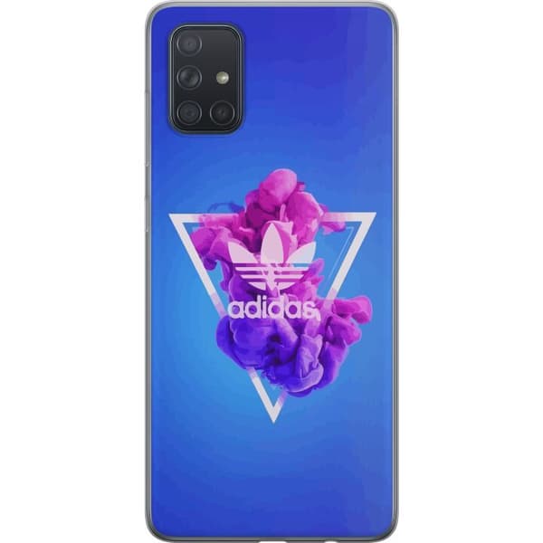 Samsung Galaxy A71 Läpinäkyvä kuori Adidas-inspiroitunut sininen muotoilu - urheilullinen motiivi retro-vibeillä sinisissä sävyissä