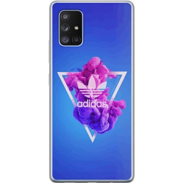 Samsung Galaxy A71 5G Gennemsigtig cover Adidas-inspireret blåt design - sporty motiv med retrovibe i blå toner