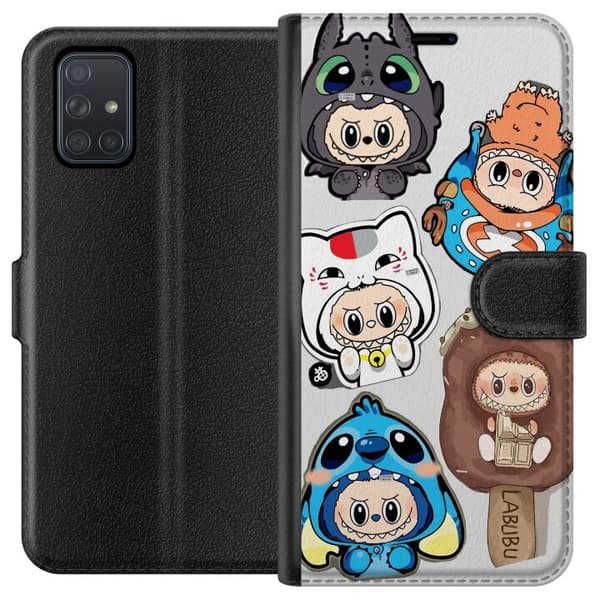 Samsung Galaxy A71 Lompakkokotelo Labubu hahmokokoelma - Pop Mart Labubu The Monsters väriluulisessa muotoilussa