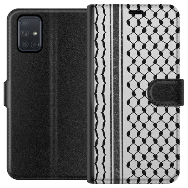 Samsung Galaxy A71 Lompakkokotelo Palestiinalainen kuvio - perinteiseen tyyliin inspiroima keffiyeh-kangas
