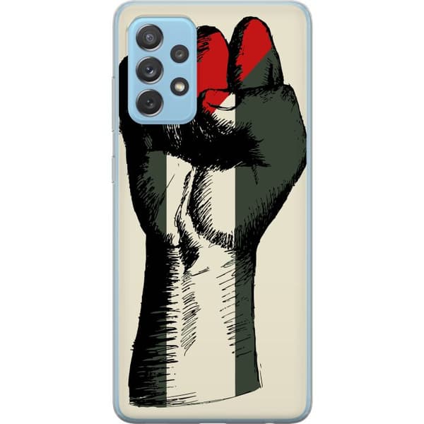 Samsung Galaxy A72 5G Genomskinligt Skal Hand knuten i Palestinas färger – kraftfull symbol för frihetsrörelsen
