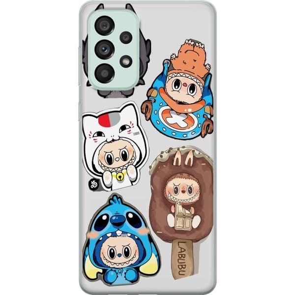 Samsung Galaxy A73 5G Genomskinligt Skal Labubu figursamling – Pop Mart Labubu The Monsters i färgglad design