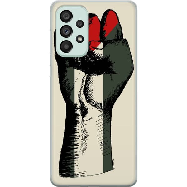 Samsung Galaxy A73 5G Gjennomsiktig deksel Hand knyttet i Palestinas farger - kraftig symbol for frihetsbevegelsen