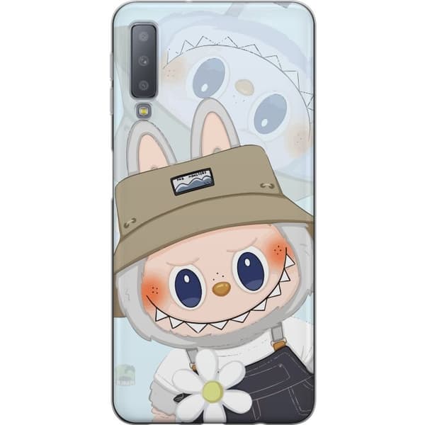 Samsung Galaxy A7 (2018) Gjennomsiktig deksel Labubu med hatt - Pop Mart-figur Mr. Butcher i retrostil med karakter