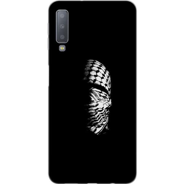Samsung Galaxy A7 (2018) Gennemsigtig cover Keffiyeh-mønster - klassisk sort-hvid palæstinensisk tørklæde med kulturel betydning