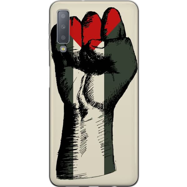 Samsung Galaxy A7 (2018) Gennemsigtig cover Hånd bundet i Palæstinas farver - kraftfuldt symbol for frihedsbevægelsen