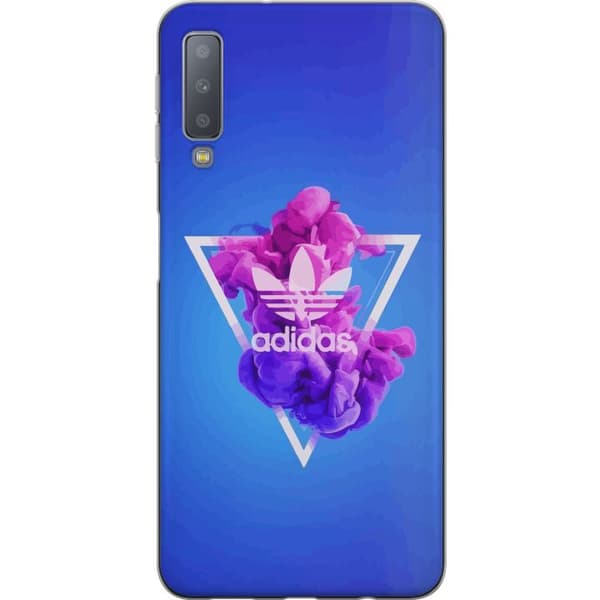 Samsung Galaxy A7 (2018) Läpinäkyvä kuori Adidas-inspiroitunut sininen muotoilu - urheilullinen motiivi retro-vibeillä sinisissä sävyissä