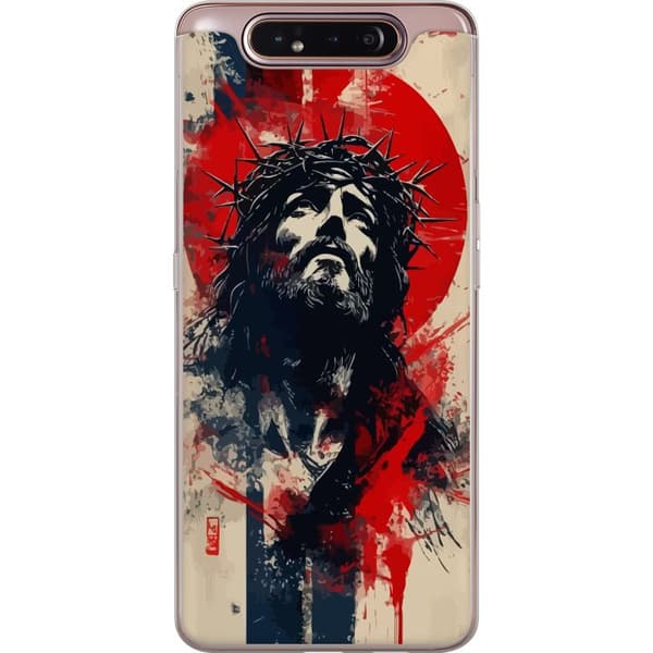 Samsung Galaxy A80 Läpinäkyvä kuori Jeesus ristillä - kristillinen aihe vahvalla symboliikalla uskosta ja toivosta