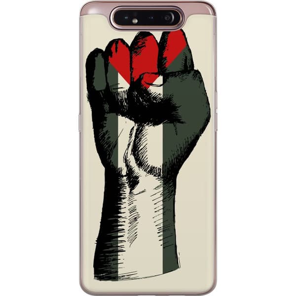 Samsung Galaxy A80 Genomskinligt Skal Hand knuten i Palestinas färger – kraftfull symbol för frihetsrörelsen