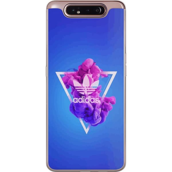 Samsung Galaxy A80 Gennemsigtig cover Adidas-inspireret blåt design - sporty motiv med retrovibe i blå toner