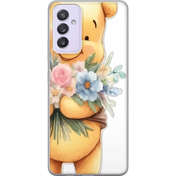 Samsung Galaxy A82 5G Gjennomsiktig deksel Nalle Puh med blomster - klassisk barnefavoritt i en blomstrende vår miljø