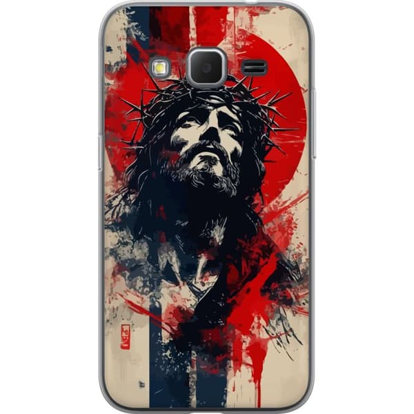 Samsung Galaxy Core Prime Gjennomsiktig deksel Jesus med kors - kristent motiv med sterk symbolikk om tro og håp