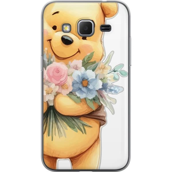 Samsung Galaxy Core Prime Gjennomsiktig deksel Nalle Puh med blomster - klassisk barnefavoritt i en blomstrende vår miljø