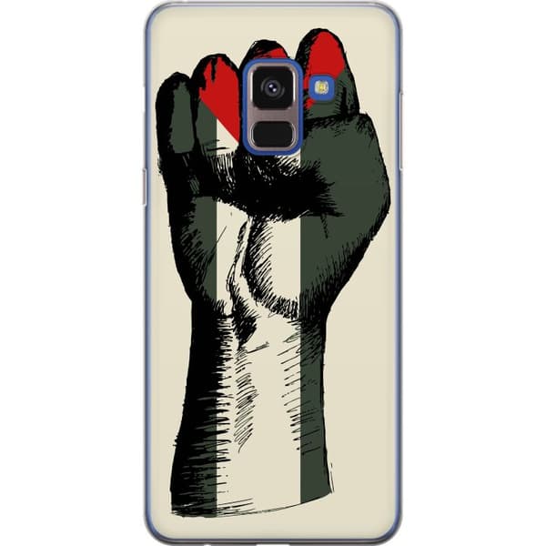 Samsung Galaxy A8 (2018) Gennemsigtig cover Hånd bundet i Palæstinas farver - kraftfuldt symbol for frihedsbevægelsen