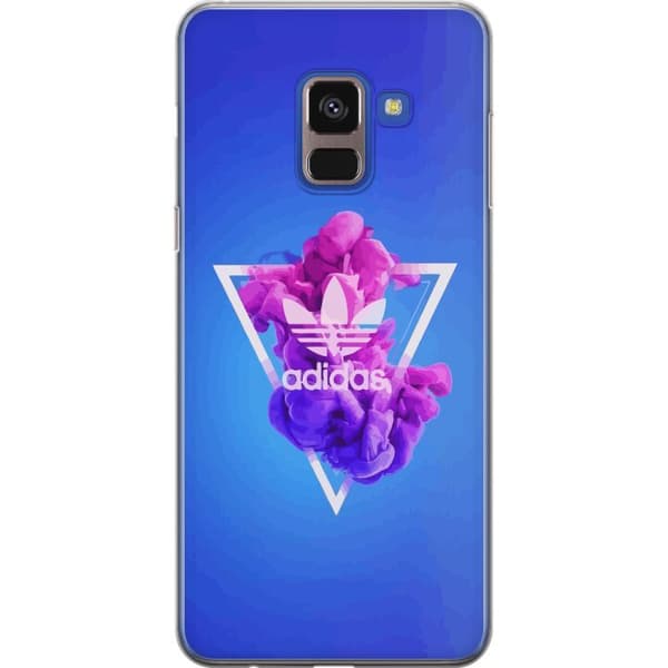 Samsung Galaxy A8 (2018) Läpinäkyvä kuori Adidas-inspiroitunut sininen muotoilu - urheilullinen motiivi retro-vibeillä sinisissä sävyissä