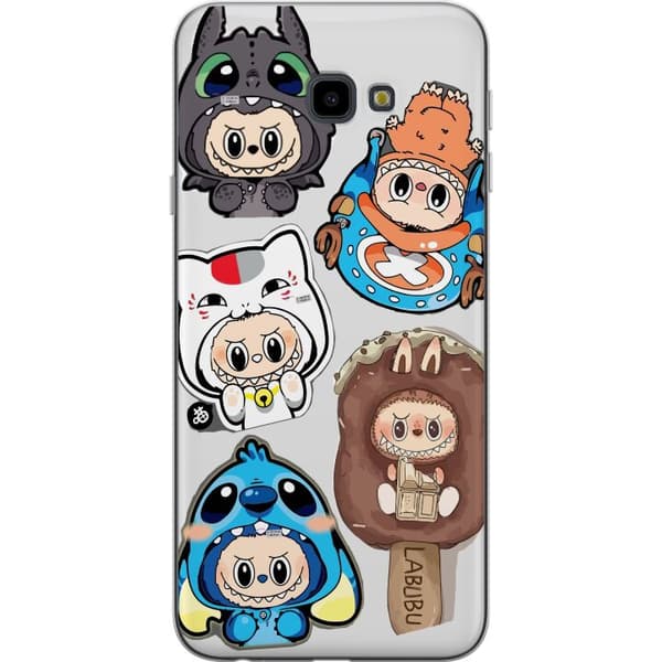 Samsung Galaxy J4+ Läpinäkyvä kuori Labubu hahmokokoelma - Pop Mart Labubu The Monsters väriluulisessa muotoilussa