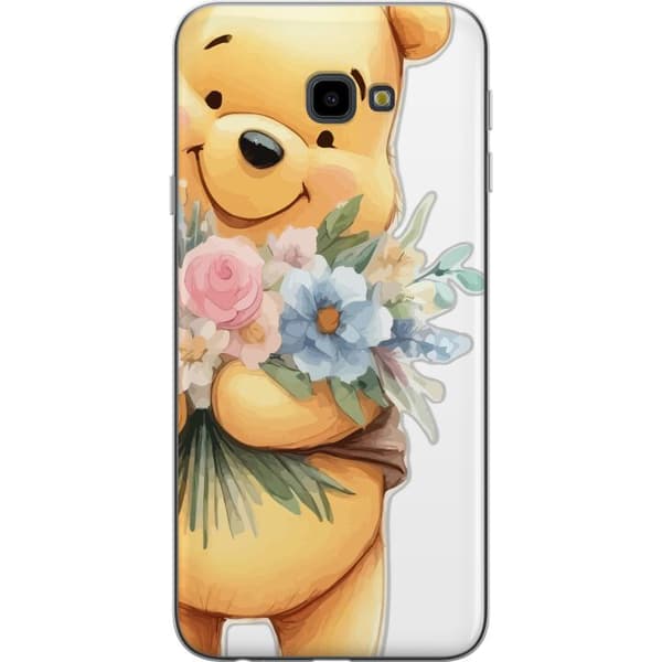 Samsung Galaxy J4+ Gjennomsiktig deksel Nalle Puh med blomster - klassisk barnefavoritt i en blomstrende vår miljø
