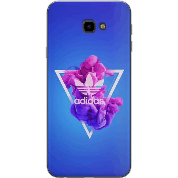Samsung Galaxy J4+ Gjennomsiktig deksel Adidas-inspirert blått design - sporty motiv med retro vibe i blåtoner
