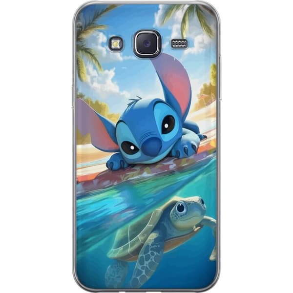 Samsung Galaxy J5 Gjennomsiktig deksel Stitch med skilpadde - søt blå alien i tropisk strandmiljø fra Disney