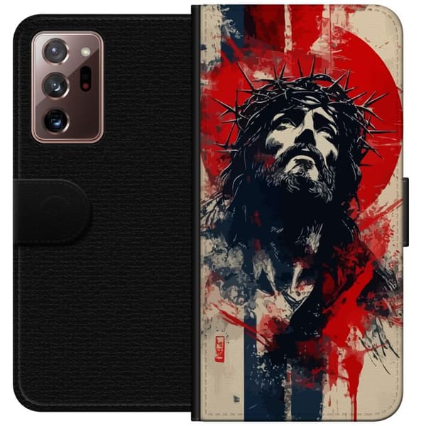 Samsung Galaxy Note20 Ultra Plånboksfodral Jesus med kors – kristet motiv med stark symbolik om tro och hopp
