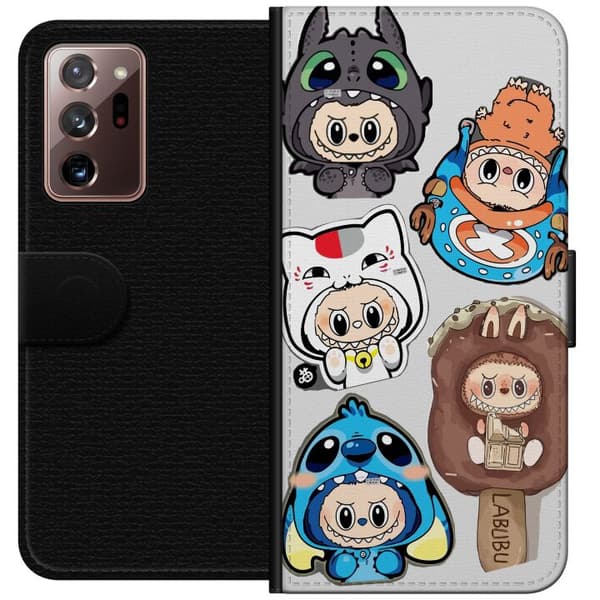 Samsung Galaxy Note20 Ultra Tegnebogsetui Labubu figur samling - Pop Mart Labubu The Monsters i farverigt design