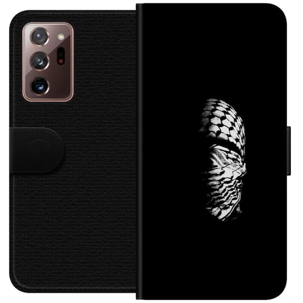 Samsung Galaxy Note20 Ultra Tegnebogsetui Keffiyeh-mønster - klassisk sort-hvid palæstinensisk tørklæde med kulturel betydning