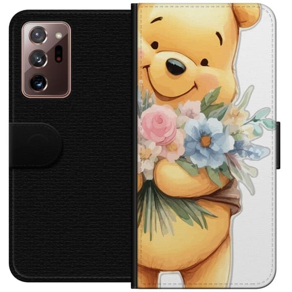 Samsung Galaxy Note20 Ultra Tegnebogsetui Nalle Puh med blomster - klassisk børnefavorit i en blomstrende forårs miljø