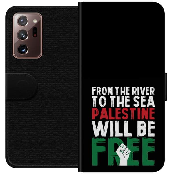 Samsung Galaxy Note20 Ultra Plånboksfodral Free Palestine – politiskt statement med kraftfullt grafiskt uttryck