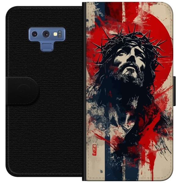 Samsung Galaxy Note9 Plånboksfodral Jesus med kors – kristet motiv med stark symbolik om tro och hopp
