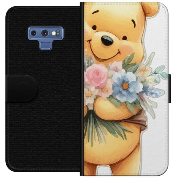 Samsung Galaxy Note9 Tegnebogsetui Nalle Puh med blomster - klassisk børnefavorit i en blomstrende forårs miljø