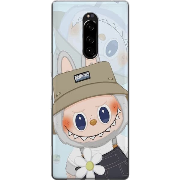 Sony Xperia 1 Genomskinligt Skal Labubu med hatt – Pop Mart-figur Mr. Butcher i retro stil med karaktär