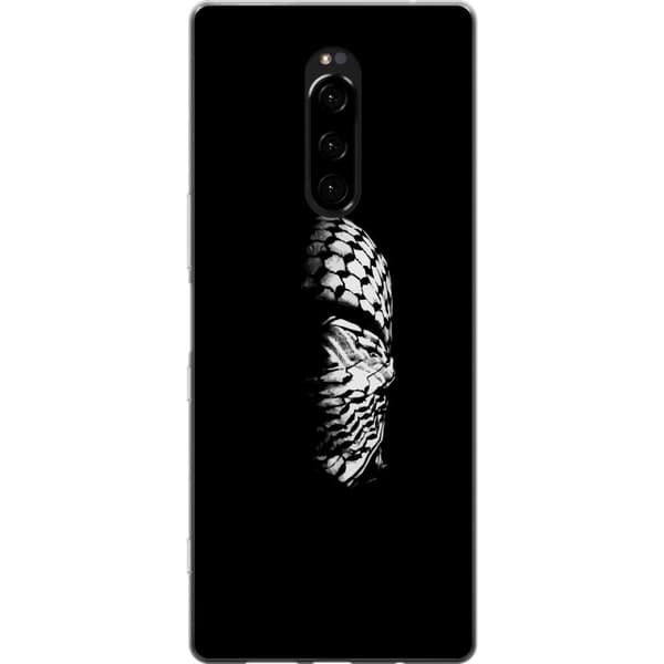 Sony Xperia 1 Gennemsigtig cover Keffiyeh-mønster - klassisk sort-hvid palæstinensisk tørklæde med kulturel betydning