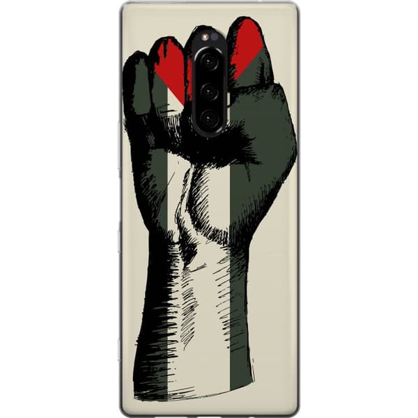 Sony Xperia 1 Genomskinligt Skal Hand knuten i Palestinas färger – kraftfull symbol för frihetsrörelsen
