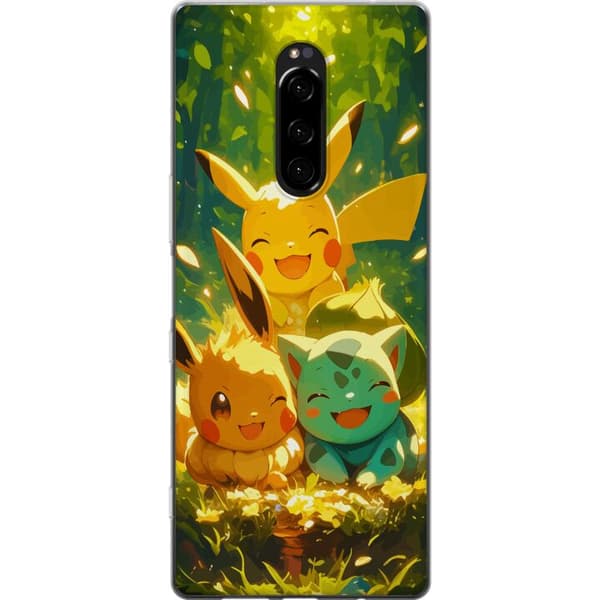 Sony Xperia 1 Gennemsigtig cover Pixelmonster spillestil - farverig design til retro-elskende gamere