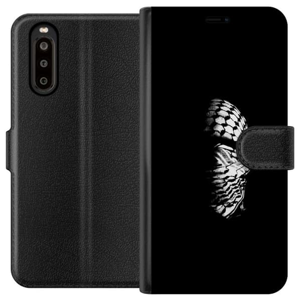 Sony Xperia 10 II Tegnebogsetui Keffiyeh-mønster - klassisk sort-hvid palæstinensisk tørklæde med kulturel betydning