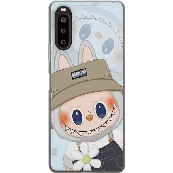Sony Xperia 10 II Läpinäkyvä kuori Labubu hattuineen - Pop Mart -hahmo Mr. Butcher retrotyylillä ja luonteella
