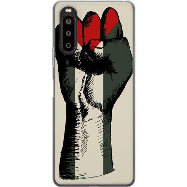 Sony Xperia 10 II Gennemsigtig cover Hånd bundet i Palæstinas farver - kraftfuldt symbol for frihedsbevægelsen
