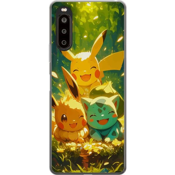 Sony Xperia 10 II Gennemsigtig cover Pixelmonster spillestil - farverig design til retro-elskende gamere