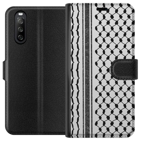 Sony Xperia 10 III Lompakkokotelo Palestiinalainen kuvio - perinteiseen tyyliin inspiroima keffiyeh-kangas