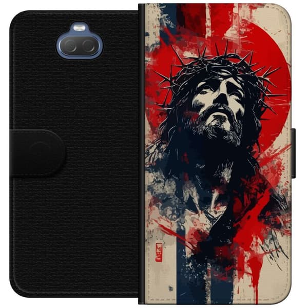 Sony Xperia 10 Lommeboketui Jesus med kors - kristent motiv med sterk symbolikk om tro og håp