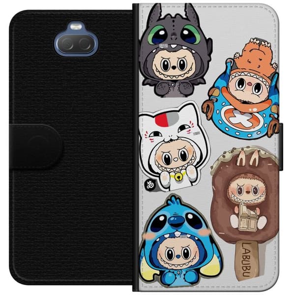 Sony Xperia 10 Tegnebogsetui Labubu figur samling - Pop Mart Labubu The Monsters i farverigt design