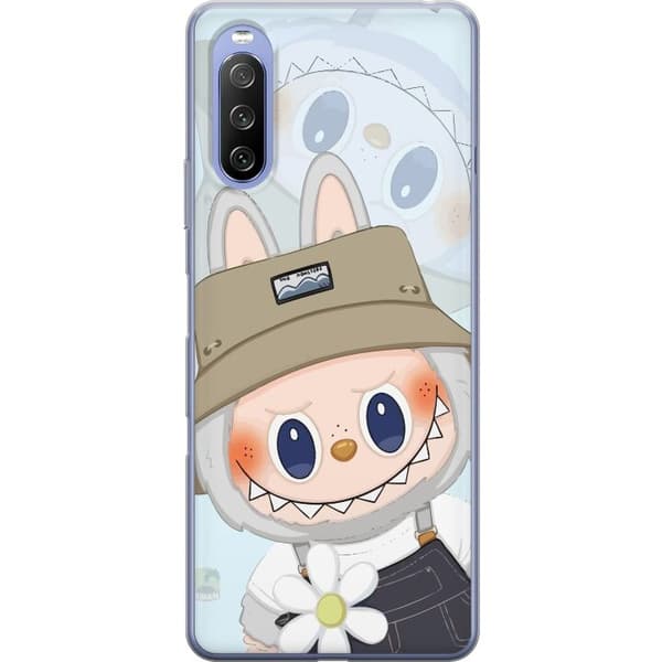 Sony Xperia 10 III Gennemsigtig cover Labubu med hat - Pop Mart figur Mr. Butcher i retro-stil med karakter