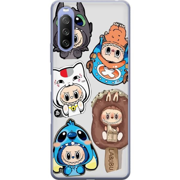 Sony Xperia 10 III Gennemsigtig cover Labubu figur samling - Pop Mart Labubu The Monsters i farverigt design