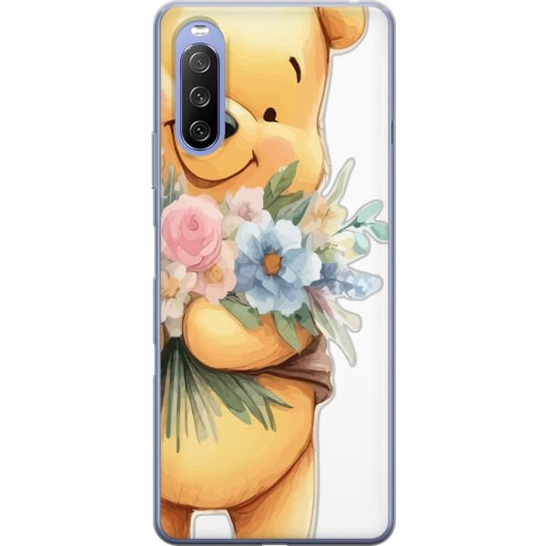 Sony Xperia 10 III Gjennomsiktig deksel Nalle Puh med blomster - klassisk barnefavoritt i en blomstrende vår miljø