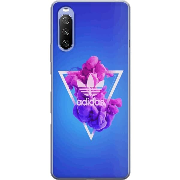 Sony Xperia 10 III Gennemsigtig cover Adidas-inspireret blåt design - sporty motiv med retrovibe i blå toner
